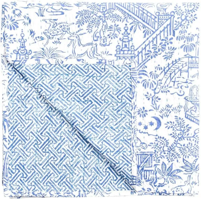 Mantel reversible azul 180x 180