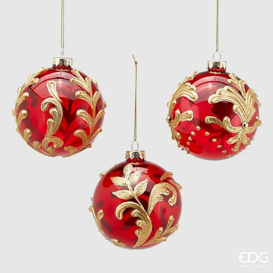 Bola de vidrio roja oro