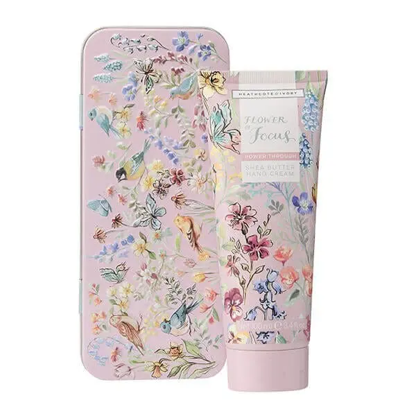 Crema de manos 100 ml y lata metálica Focus Flower