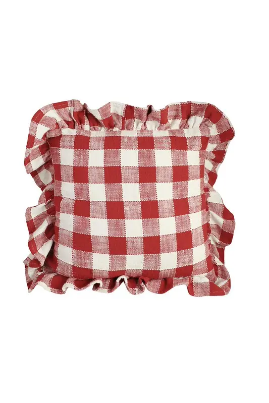 Funda de cojín Ida cuadros rojo/blanco 