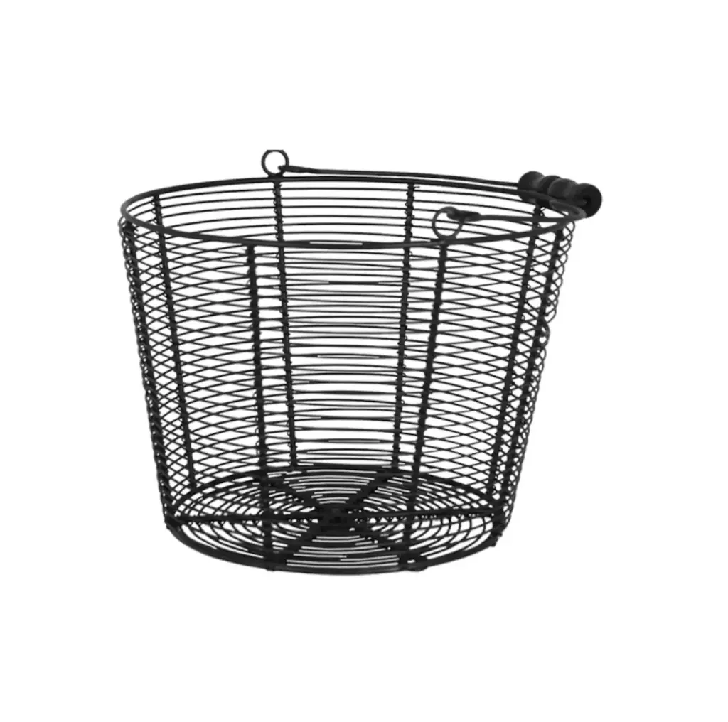 Cesta de alambre con asa cónica negra grande 