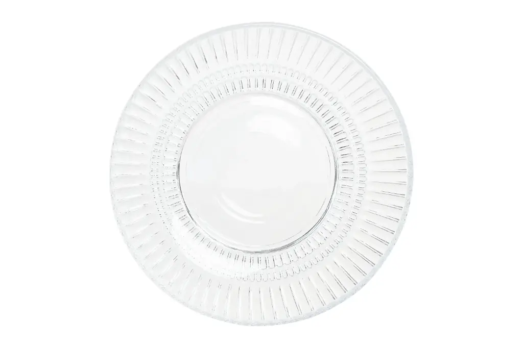 [PC-221115 ] PLATO CRISTAL  RAYADO TRANSPARENTE 