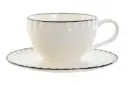 Set 2 Tazas con Plato Blanco con Borde Negro