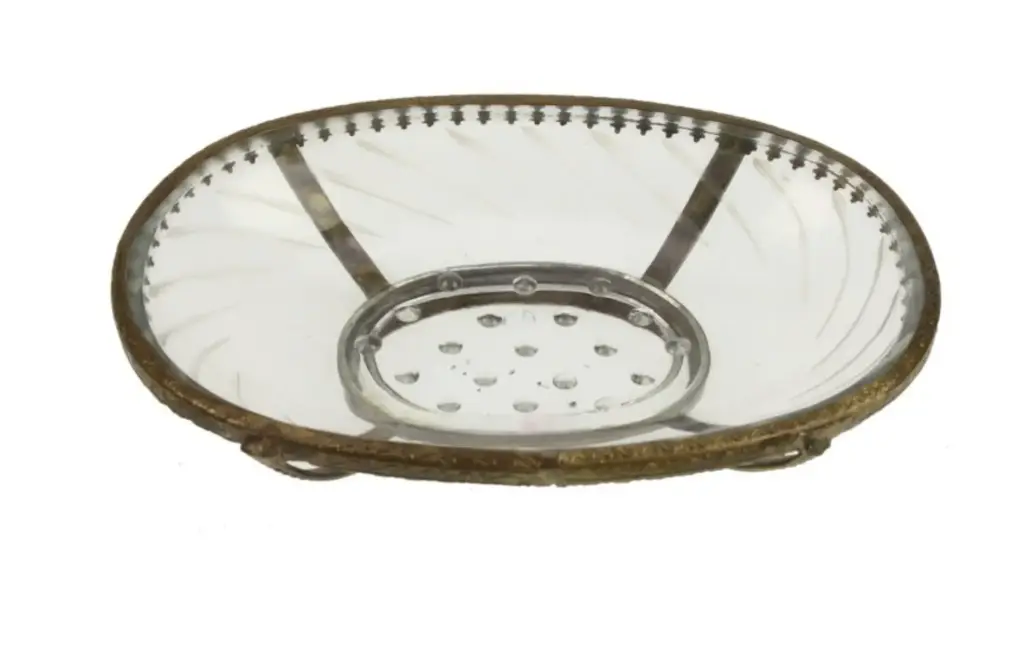 jabonera cristal con laton 15x10,5x3,5cm