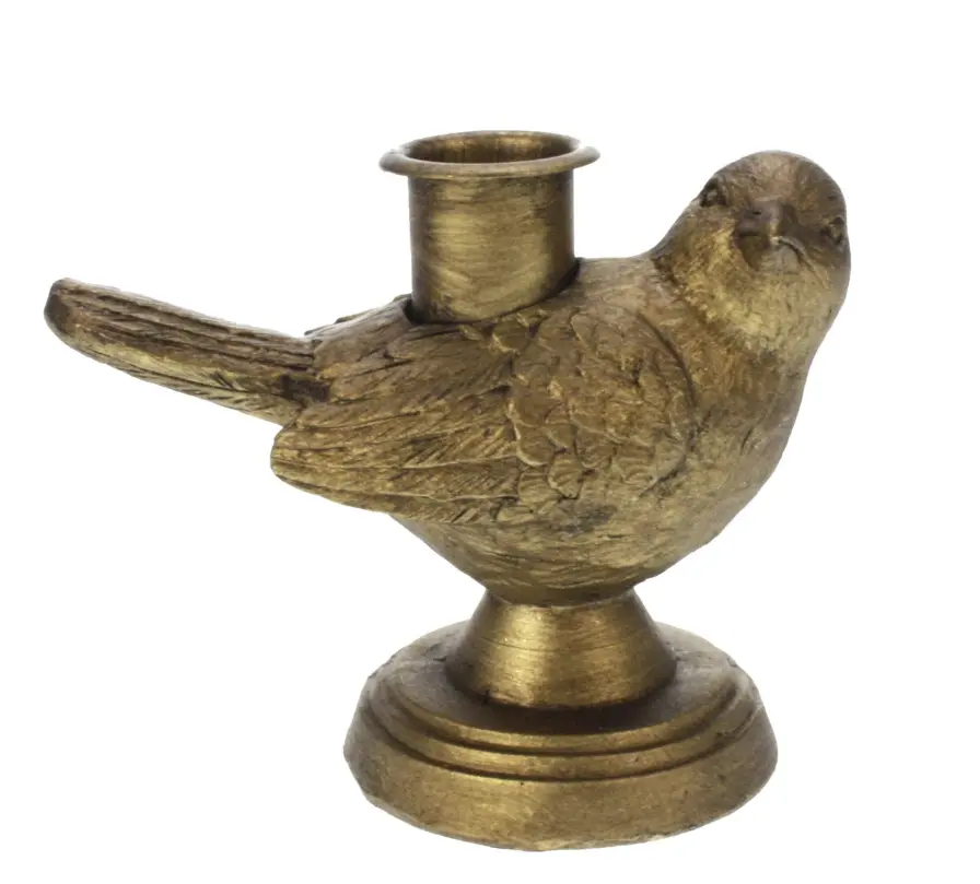 Portavela pajaro oro antiguo 11x7x9m