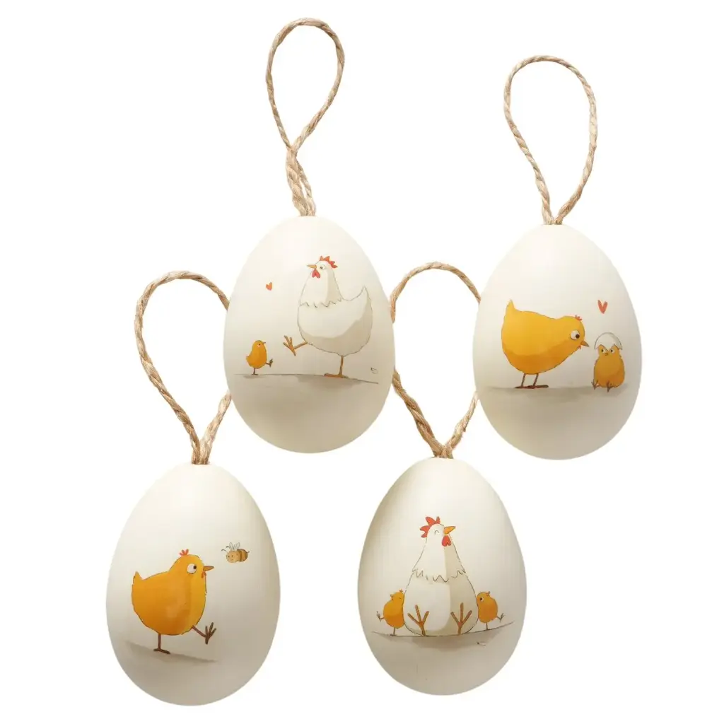 Caja 4 Huevos colgar 6cm
