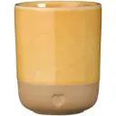Taza sin asa Corazón arcilla marrón mate con borde amarillo 190 ml