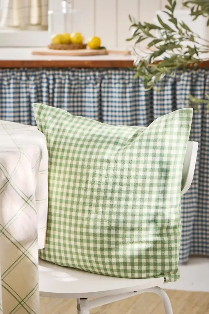 Funda de cojín Pelle vichy verde 