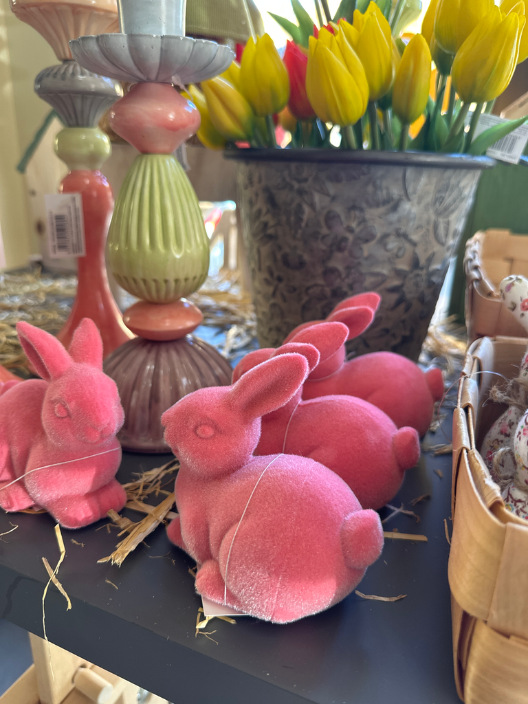 Conejo Rosa Flocado peque