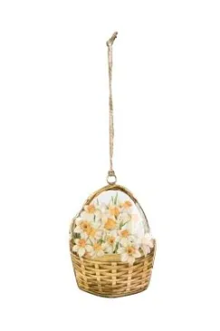 Cesta con narcisos para colgar