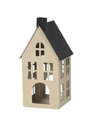 [670323000715] casa portavela metal  beige tejado negro peque