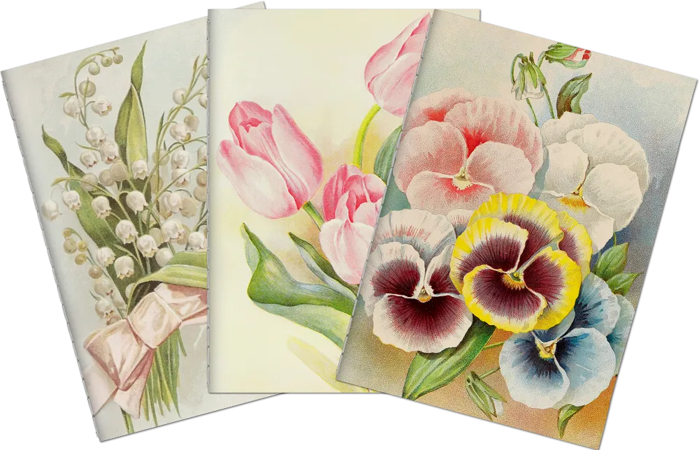 Libretas A6 Raya Pensamientos, Tulipanes, Lilys Surtidos