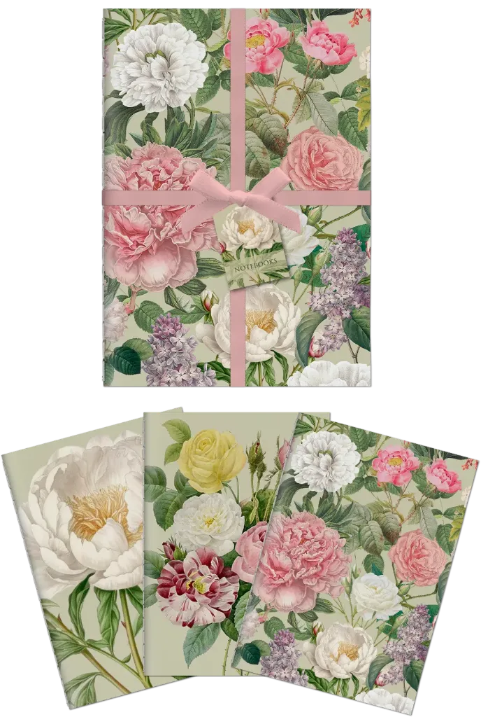 3 Libretas A6 Peonias y Rosas