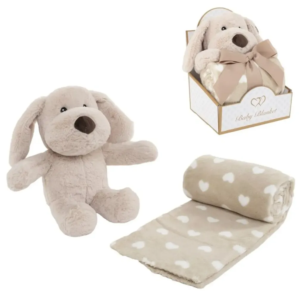 PELUCHE CON MANTA 90X75CM PERRO