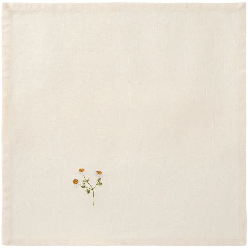 Servilleta Flora con margarita bordada
