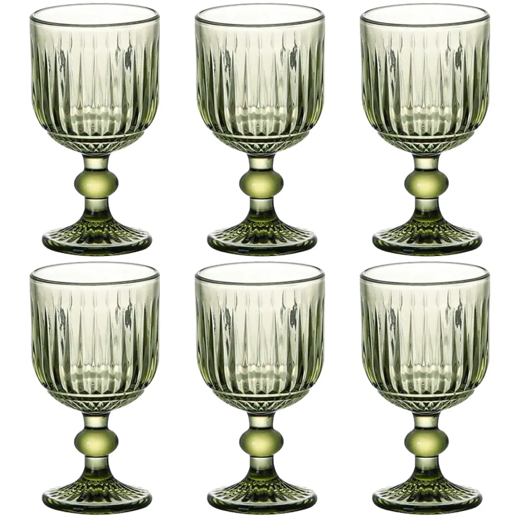 [PC-214742] COPA SET 6 CRISTAL RAYADO VERDE