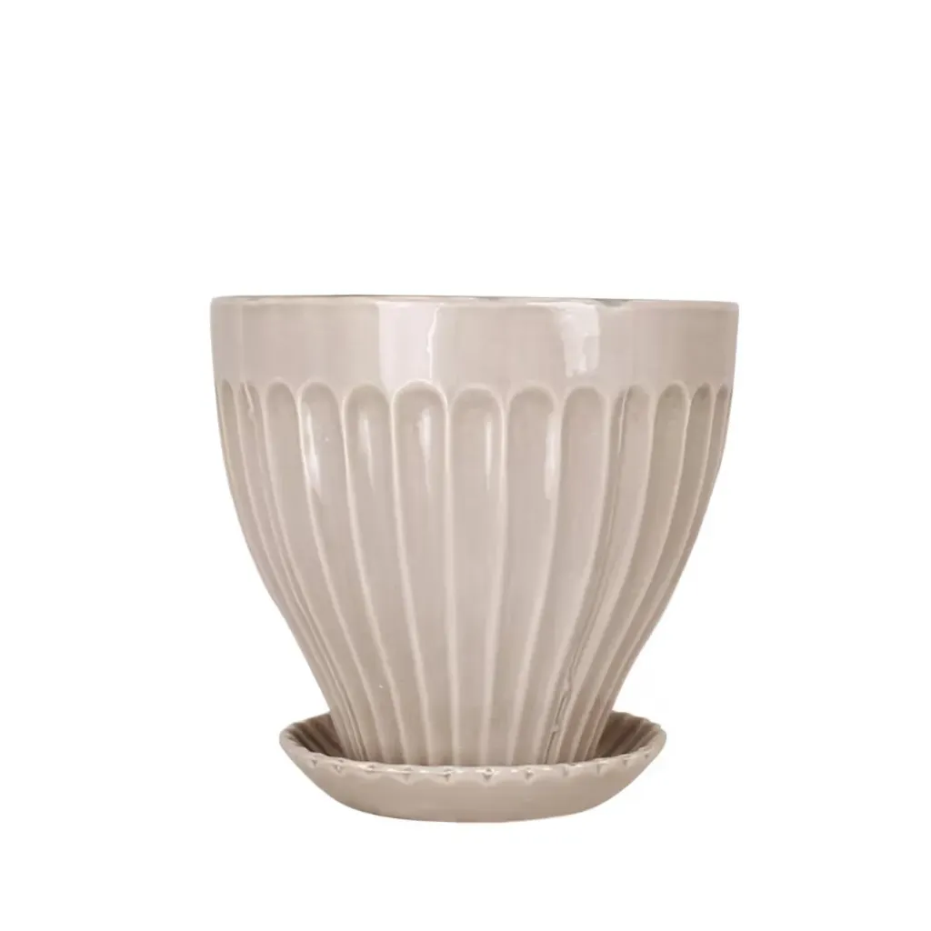 Maseta con Plato 25cm Anna Beige