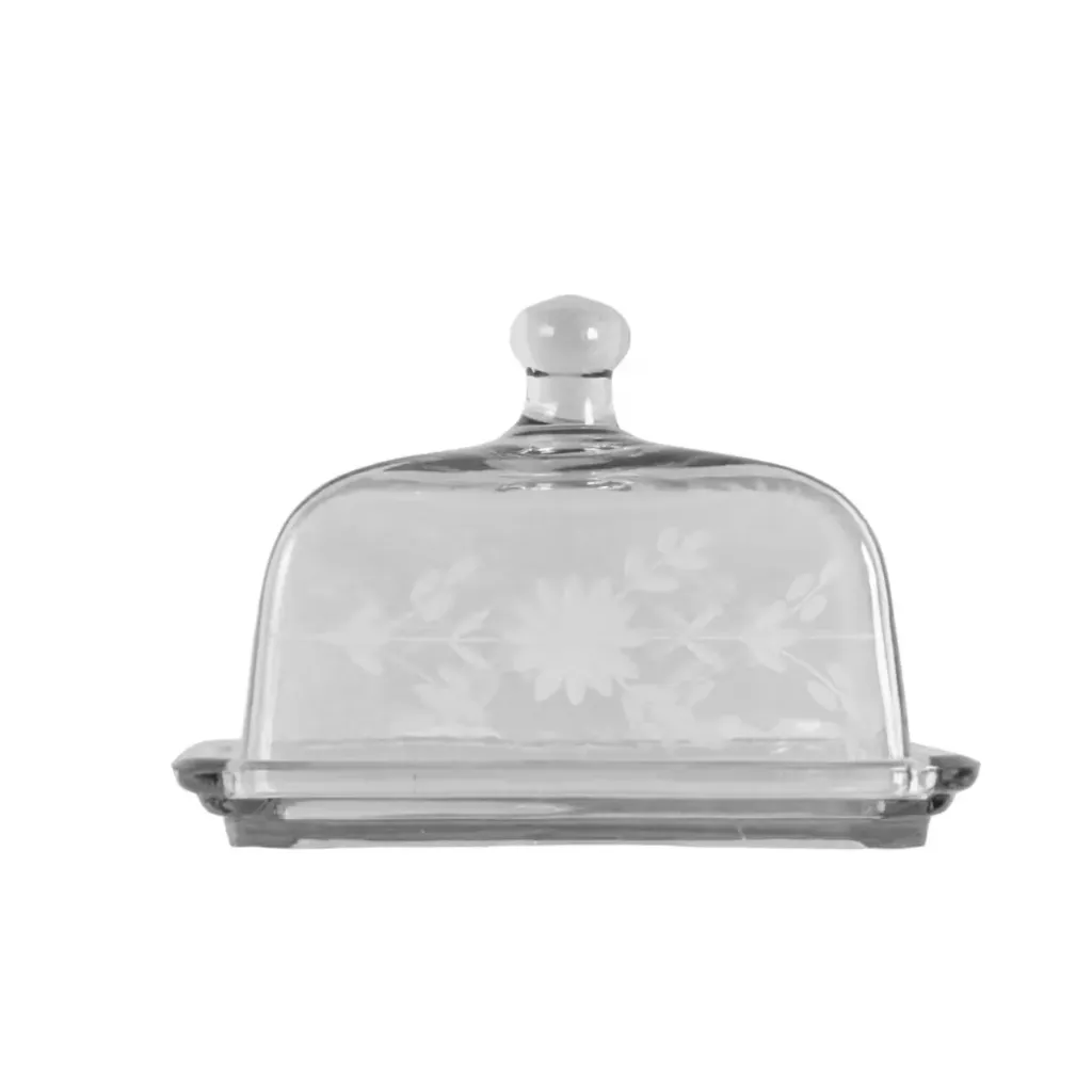 Mantequera cristal Grabado FLoral