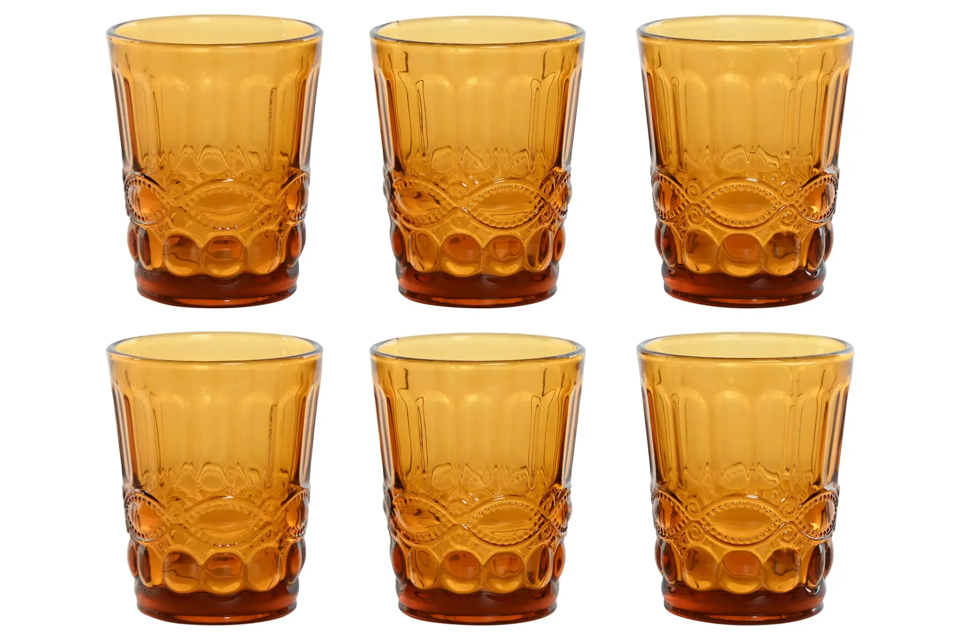 [PC-211454] VASO SET 6 CRISTAL RELIEVE AMBAR