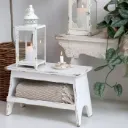 Banco blanco Vintage con Estante
