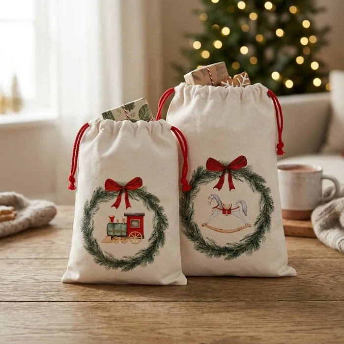Saco algodón y lino navideño