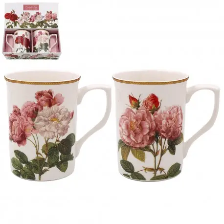[LP96486] Set de 2 tazas de porcelana 300 ml - Botanical Redoute Rose