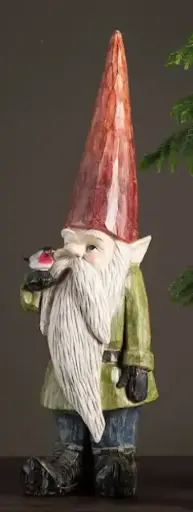 [1002424] Gnomo con Pájaro Resina