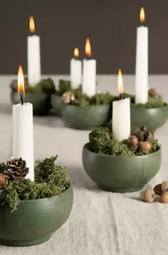 [1003852] Portavelas Cuenco Verde Resina