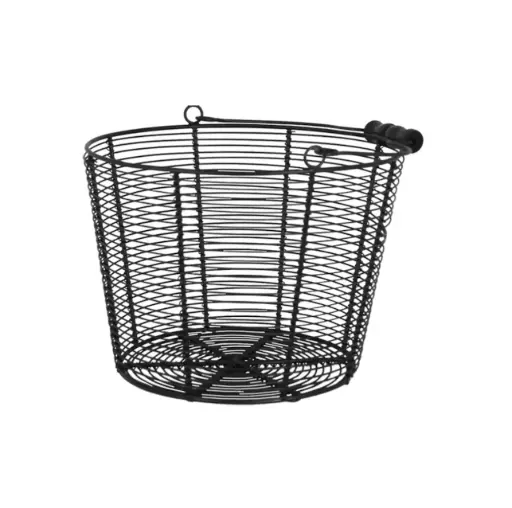 [676827] Cesta de alambre con asa cónica negra grande 